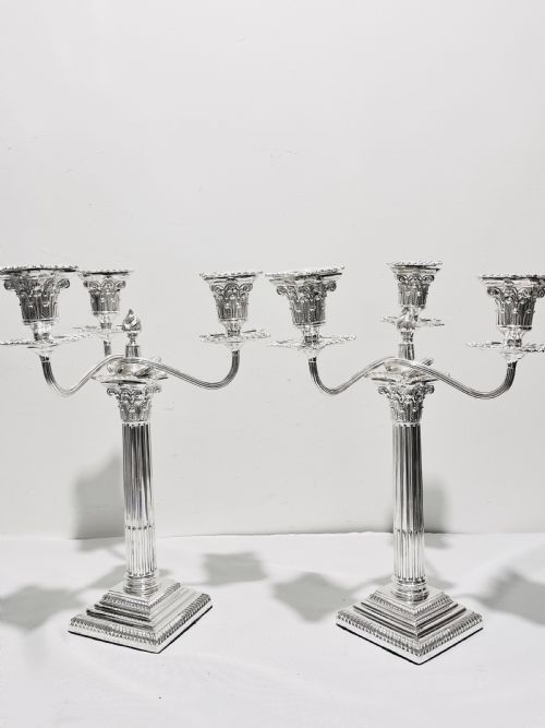 antique silver plated pair candelabra c1890 - CATEGORY: ANTIQUE SILVER - DATED 1890
