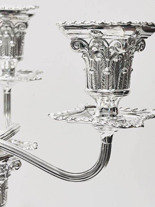 ANTIQUE SILVER PLATED PAIR CANDELABRA C1890 - ADDITIONAL PHOTO 4