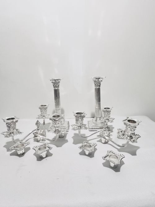 ANTIQUE SILVER PLATED PAIR CANDELABRA C1890 - ADDITIONAL PHOTO 5