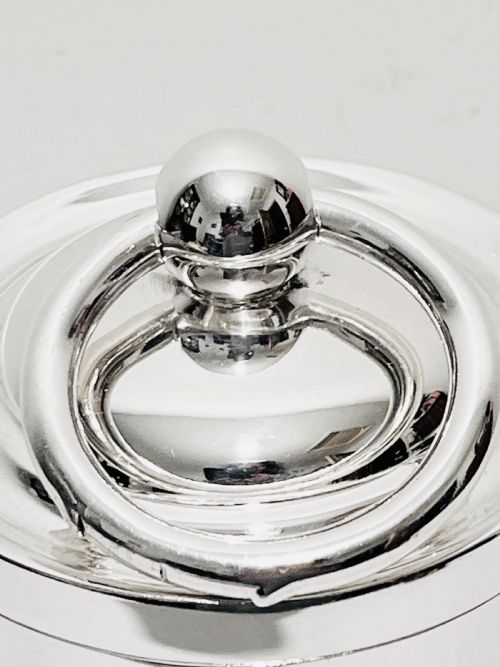 NOVELTY ANTIQUE SILVER PLATED BISCUIT BOX IN THE FORM OF A WEIGHT - ADDITIONAL PHOTO 1
