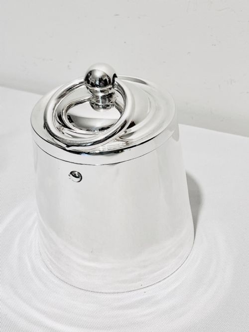 NOVELTY ANTIQUE SILVER PLATED BISCUIT BOX IN THE FORM OF A WEIGHT - ADDITIONAL PHOTO 2