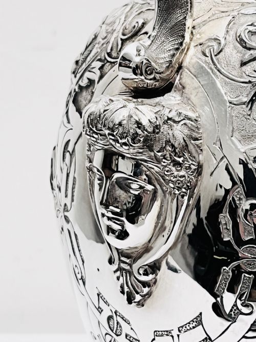 ELABORATE ANTIQUE SILVER PLATED CLARET JUG C1880 - ADDITIONAL PHOTO 3
