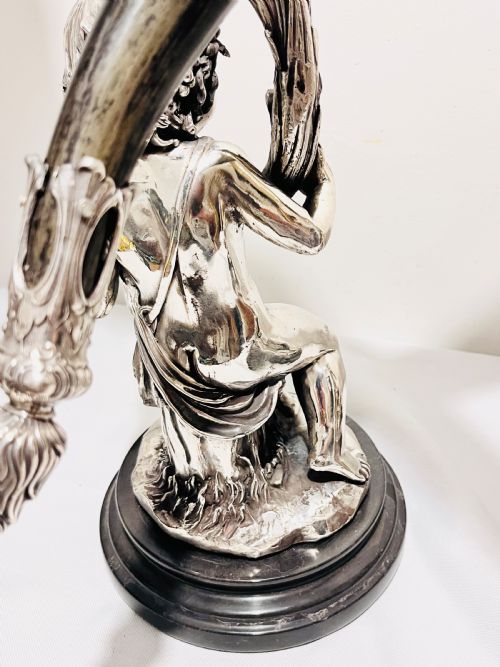 MAGNIFICENT PAIR SILVER PLATED MOUNTED COW HORNS C1900 - ADDITIONAL PHOTO 7
