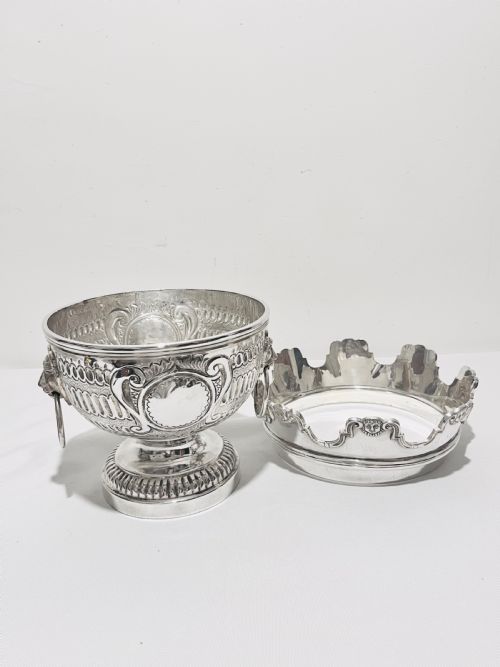 ANTIQUE SILVER PLATED MONTEITH BOWL WITH REMOVABLE RIM C1880 - ADDITIONAL PHOTO 5