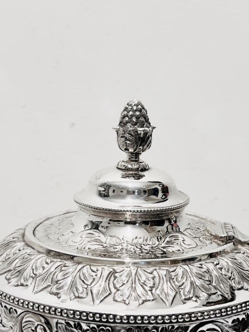 HANDSOME ANTIQUE SILVER PLATED TEA SET WITH ACORN FINIAL C1880 - ADDITIONAL PHOTO 5