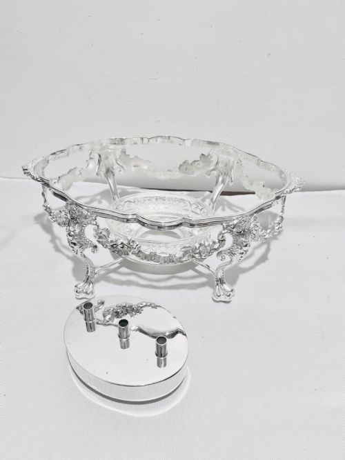 ANTIQUE SILVER PLATED ENTREE DISH ON STAND BY JAMES DIXON SONS C1870 - ADDITIONAL PHOTO 7