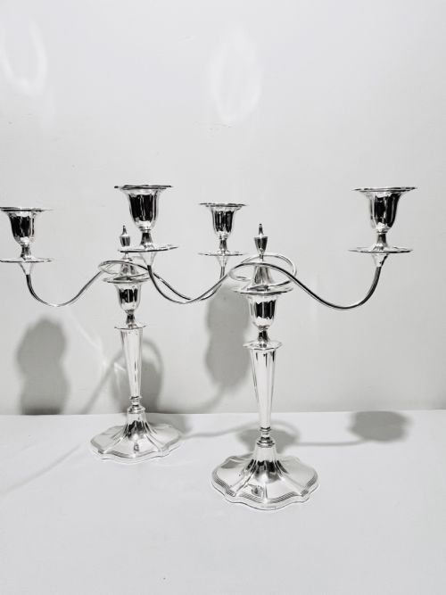 pair of antique walker hall silver plated candelabra - CATEGORY: ANTIQUE SILVER - DATED 1900