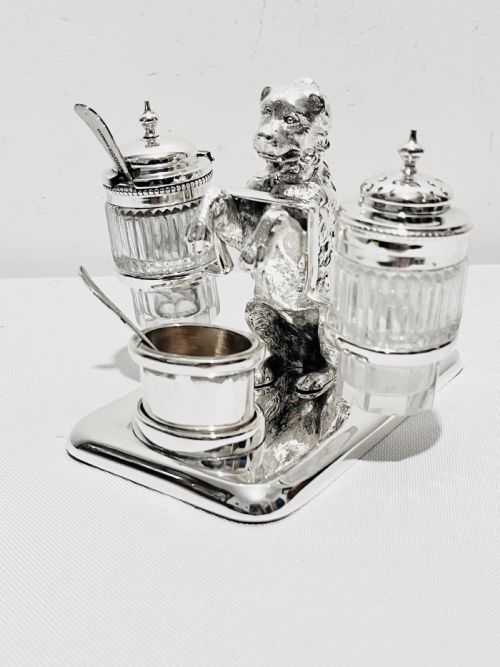 antique silver plated novelty dog cruet c1880 - CATEGORY: ANTIQUE SILVER - DATED 1880