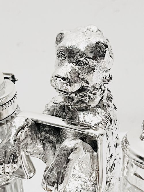 ANTIQUE SILVER PLATED NOVELTY DOG CRUET C1880 - ADDITIONAL PHOTO 1