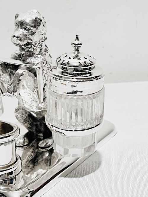 ANTIQUE SILVER PLATED NOVELTY DOG CRUET C1880 - ADDITIONAL PHOTO 2