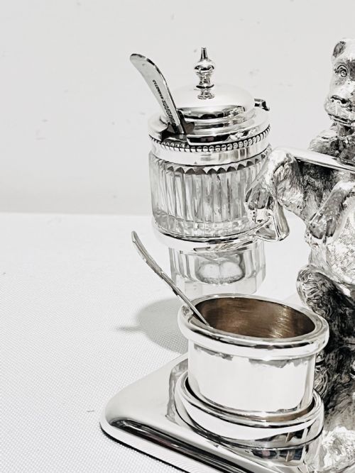 ANTIQUE SILVER PLATED NOVELTY DOG CRUET C1880 - ADDITIONAL PHOTO 3