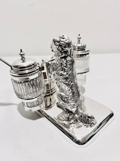 ANTIQUE SILVER PLATED NOVELTY DOG CRUET C1880 - ADDITIONAL PHOTO 7
