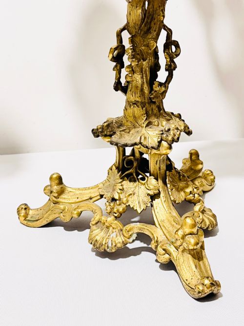 MAGNIFICENT PAIR ANTIQUE CAST GOLD PLATED CANDELABRA C1880 - ADDITIONAL PHOTO 5