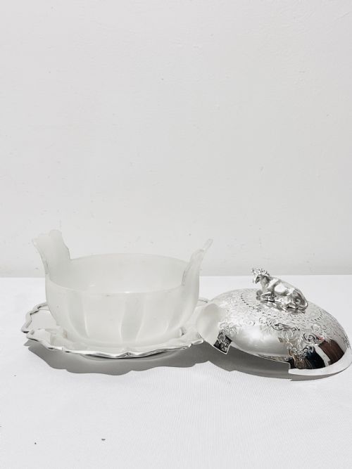 ANTIQUE SILVER PLATED BUTTER DISH C1880 - ADDITIONAL PHOTO 1