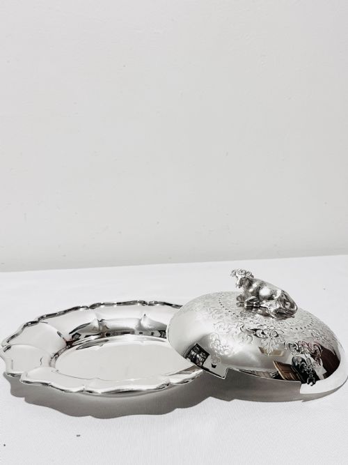 ANTIQUE SILVER PLATED BUTTER DISH C1880 - ADDITIONAL PHOTO 4