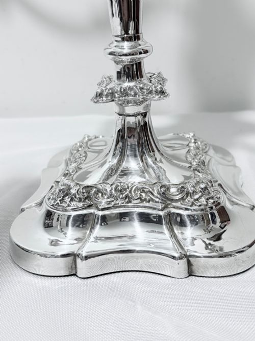 ANTIQUE SILVER PLATED CANDELABRA SUITE C1910 - ADDITIONAL PHOTO 1