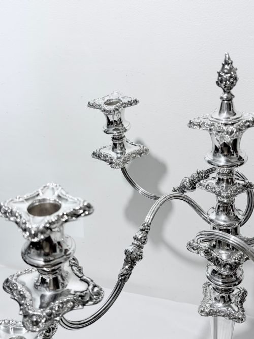 ANTIQUE SILVER PLATED CANDELABRA SUITE C1910 - ADDITIONAL PHOTO 4