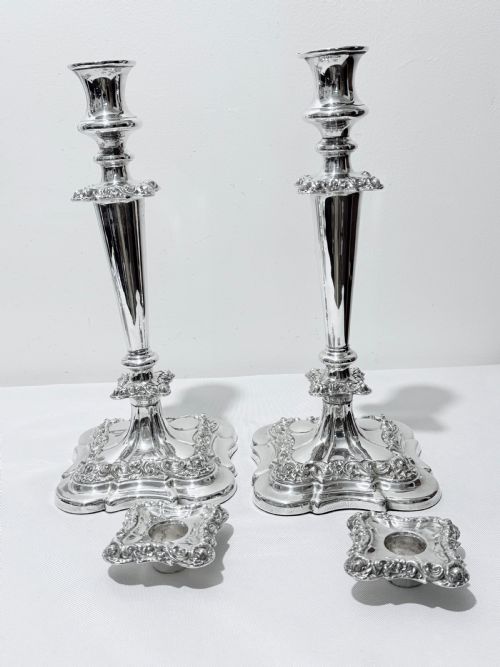 ANTIQUE SILVER PLATED CANDELABRA SUITE C1910 - ADDITIONAL PHOTO 6