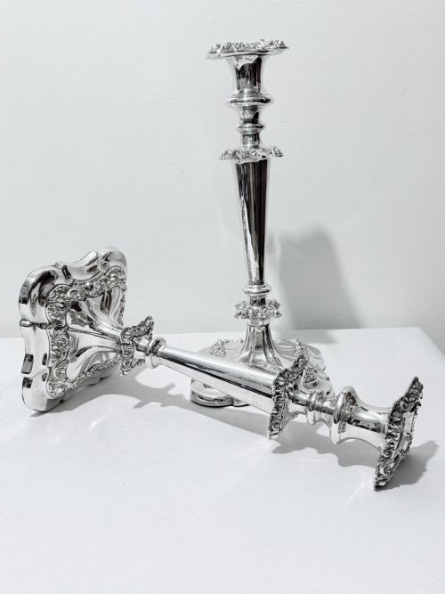 ANTIQUE SILVER PLATED CANDELABRA SUITE C1910 - ADDITIONAL PHOTO 7