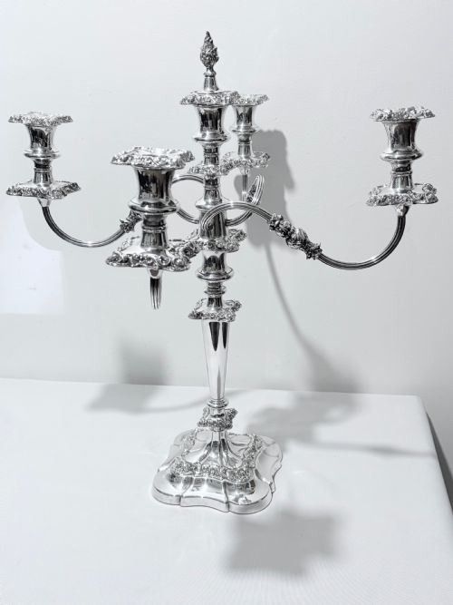 ANTIQUE SILVER PLATED CANDELABRA SUITE C1910 - ADDITIONAL PHOTO 8