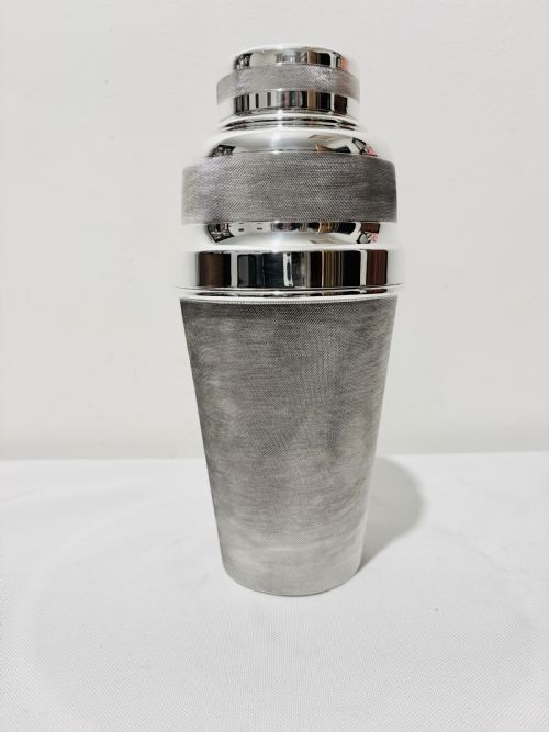 large antique silver plated engine turned cocktail shaker c1920 - CATEGORY: ANTIQUE SILVER - DATED 1920