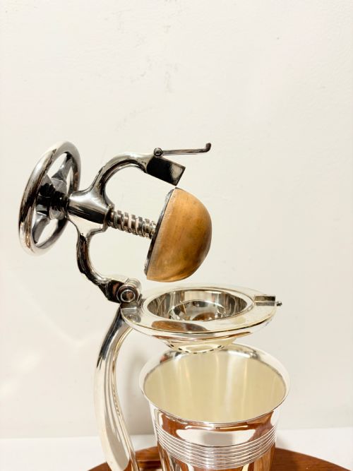 ANTIQUE SILVER PLATED AND OAK LEMON SQUEEZER OR JUICER C1890 - ADDITIONAL PHOTO 1