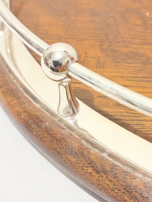 ANTIQUE SILVER PLATED OAK GALLERY TRY C1910 - ADDITIONAL PHOTO 5
