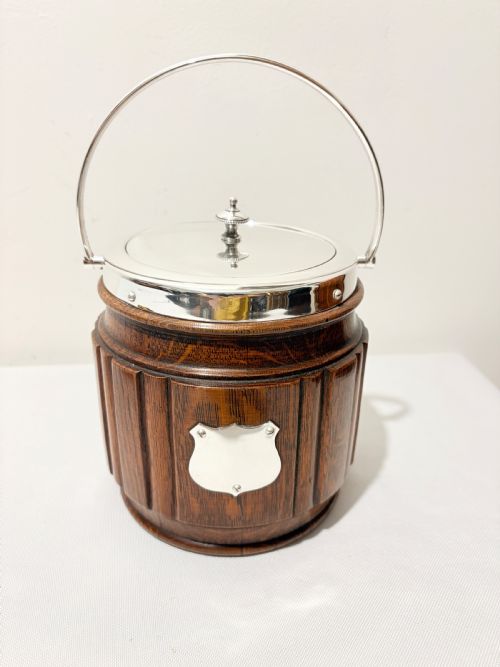 vintage oak silver plated biscuit box c1930 - CATEGORY: ANTIQUE BOXES - DATED 1930
