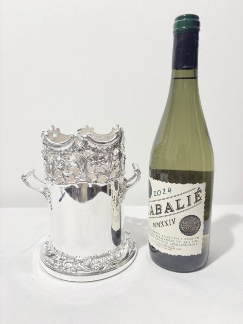 ANTIQUE TALL SILVER PLATED WINE COASTER SLEEVE C1880 - ADDITIONAL PHOTO 1