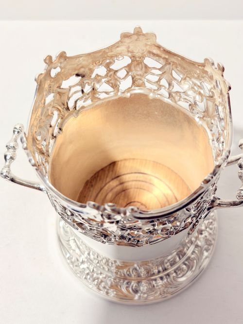 ANTIQUE TALL SILVER PLATED WINE COASTER SLEEVE C1880 - ADDITIONAL PHOTO 6