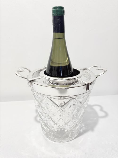 ANTIQUE SILVER PLATED AND GLASS WINE COOLER C1910 - ADDITIONAL PHOTO 1