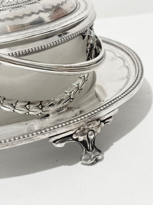ANTIQUE SILVER PLATED BUTTER DISH WITH COW FINIAL C1880 - ADDITIONAL PHOTO 3