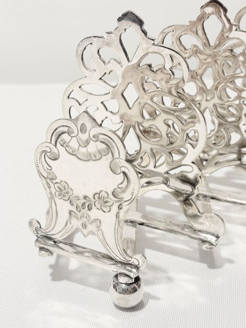 ANTIQUE SILVER PLATED EXPANDING TOAST RACK C1880 - ADDITIONAL PHOTO 2