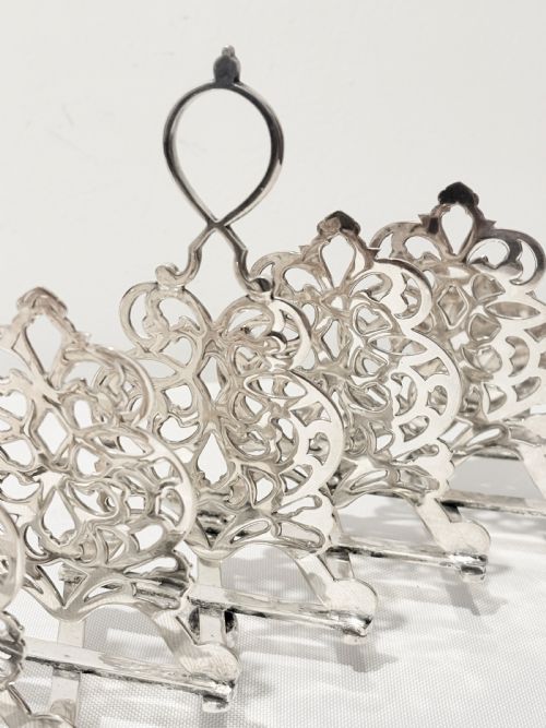 ANTIQUE SILVER PLATED EXPANDING TOAST RACK C1880 - ADDITIONAL PHOTO 3