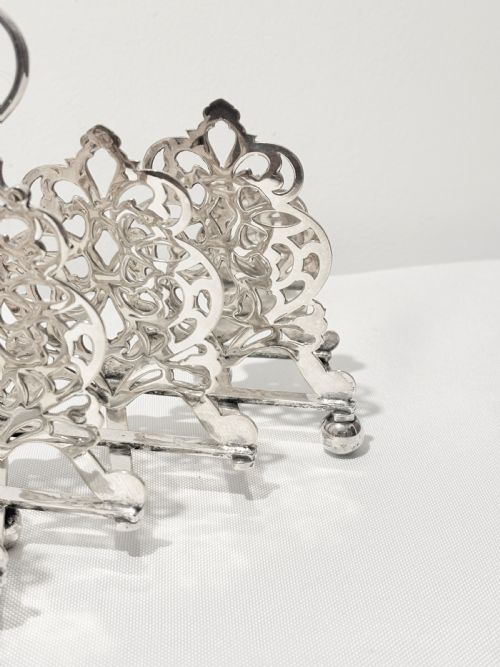 ANTIQUE SILVER PLATED EXPANDING TOAST RACK C1880 - ADDITIONAL PHOTO 4