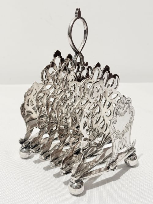 ANTIQUE SILVER PLATED EXPANDING TOAST RACK C1880 - ADDITIONAL PHOTO 5