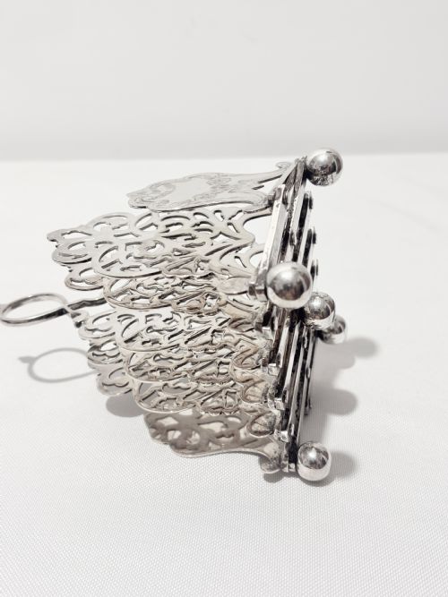 ANTIQUE SILVER PLATED EXPANDING TOAST RACK C1880 - ADDITIONAL PHOTO 6