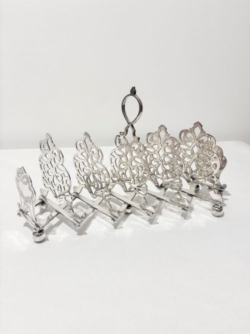 ANTIQUE SILVER PLATED EXPANDING TOAST RACK C1880 - ADDITIONAL PHOTO 7