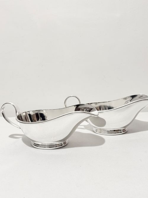 antique silver plated pair of gravy boats by mappin webb c1910 - CATEGORY: ANTIQUE SILVER - DATED 1910