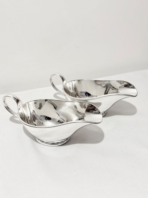 ANTIQUE SILVER PLATED PAIR OF GRAVY BOATS BY MAPPIN WEBB C1910 - ADDITIONAL PHOTO 3