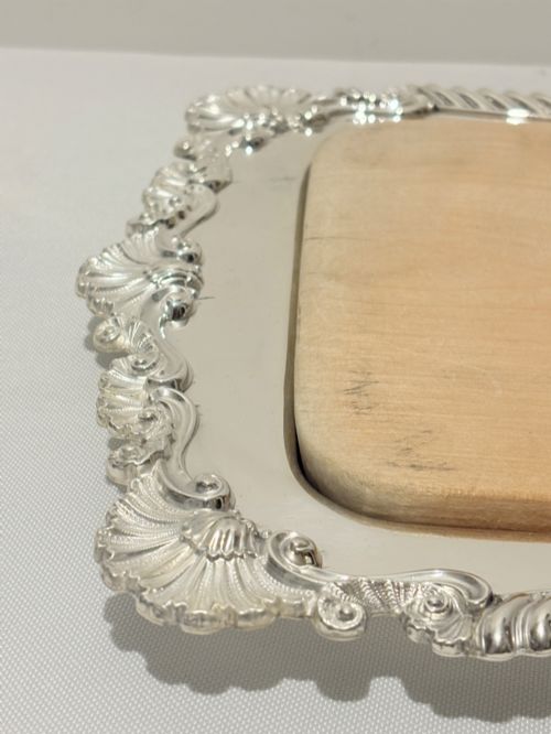 ANTIQUE SILVER PLATED BREAD CHEESE BOARD C1880 - ADDITIONAL PHOTO 4
