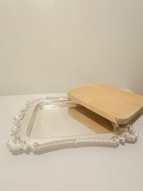 ANTIQUE SILVER PLATED BREAD CHEESE BOARD C1880 - ADDITIONAL PHOTO 5