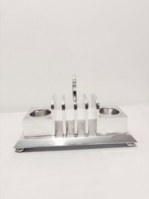 Antique Silver Plated Radiator Toast & Egg Holder C1890