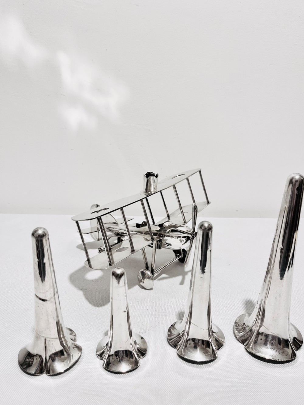 Bi-plane silver plated epergne by AEP & Co c1930