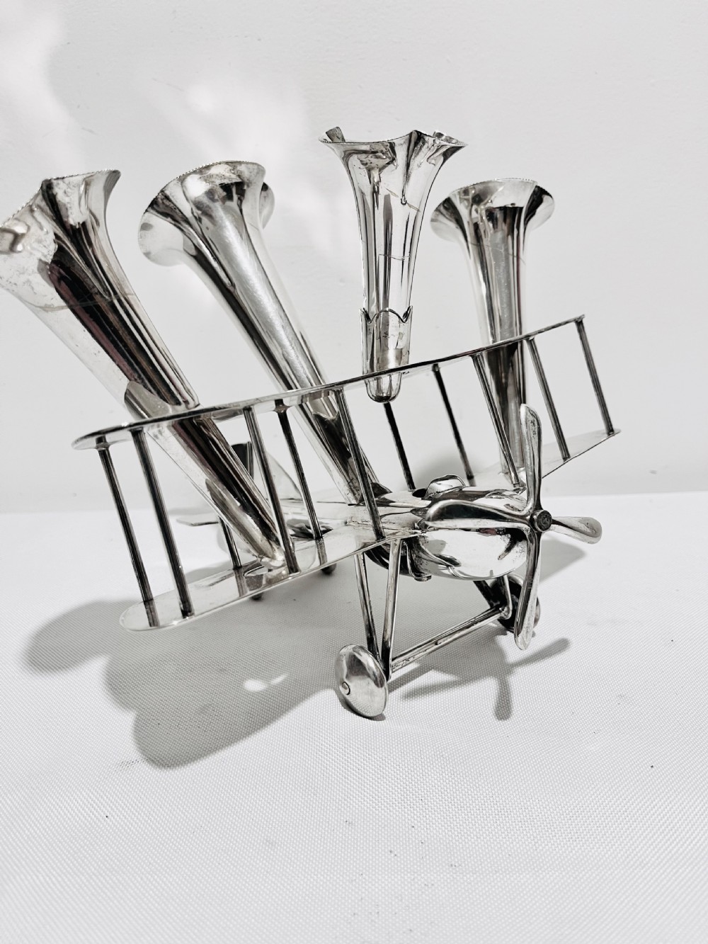 Bi-plane silver plated epergne by AEP & Co c1930 View VII