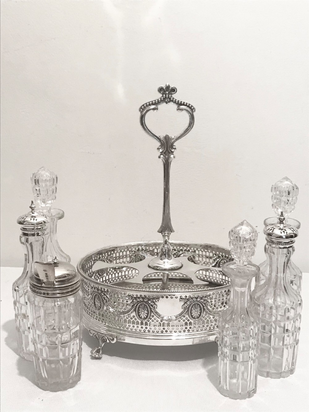 Antique silver plated 6 bottle cruet by Martin Hall & Co c1880 View IV