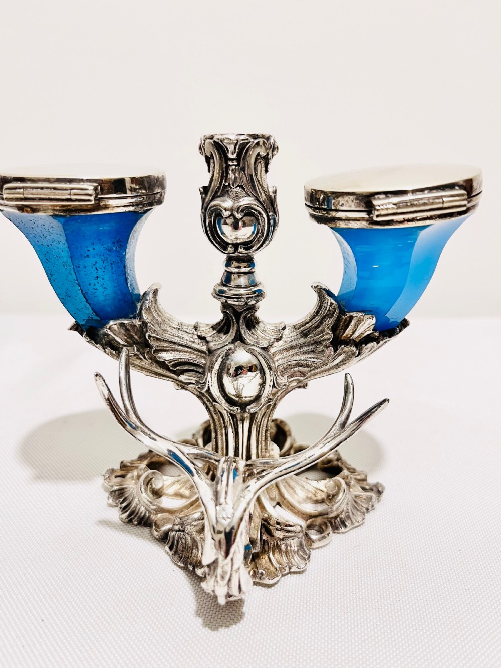 Fabulous silver plated double inkstand by Elkington & Company c1870 View VI