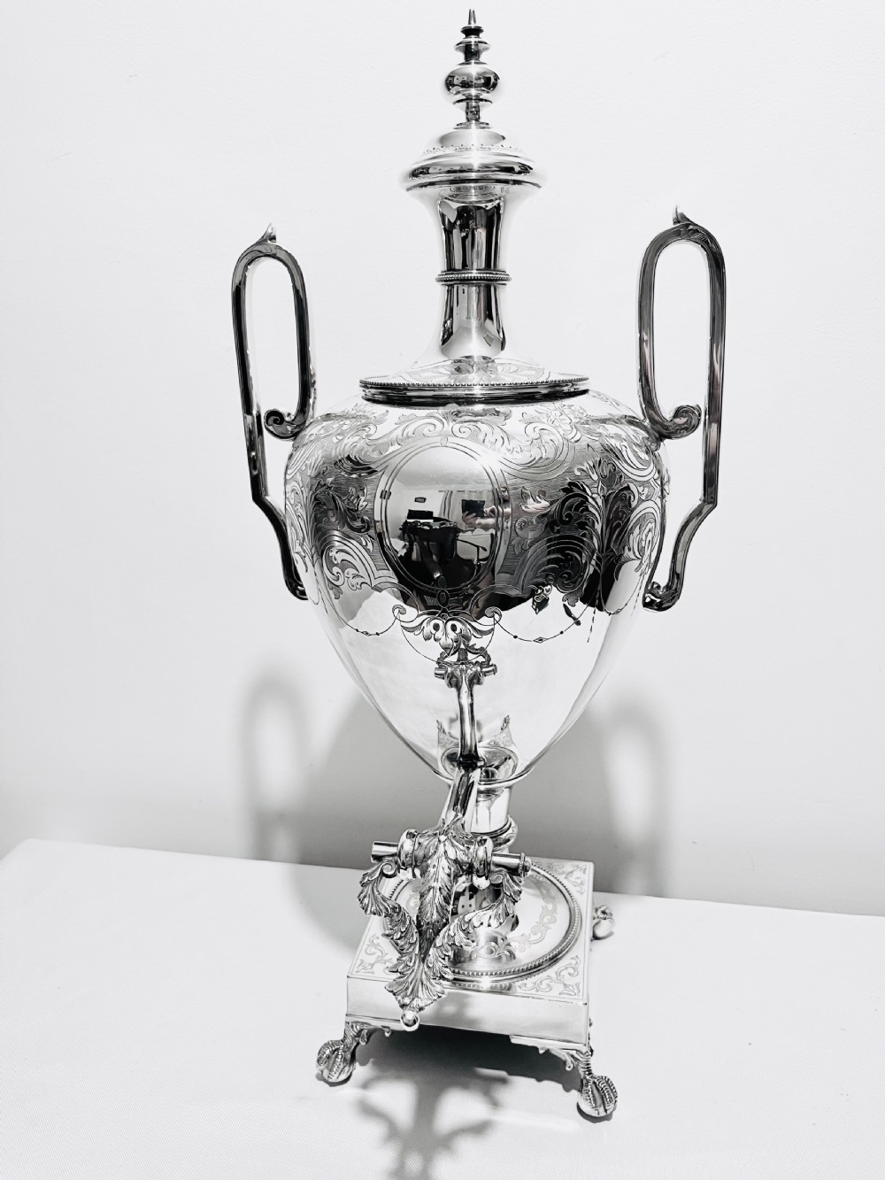Antique silver plated samovar or tea urn by John Round & Sons c1880