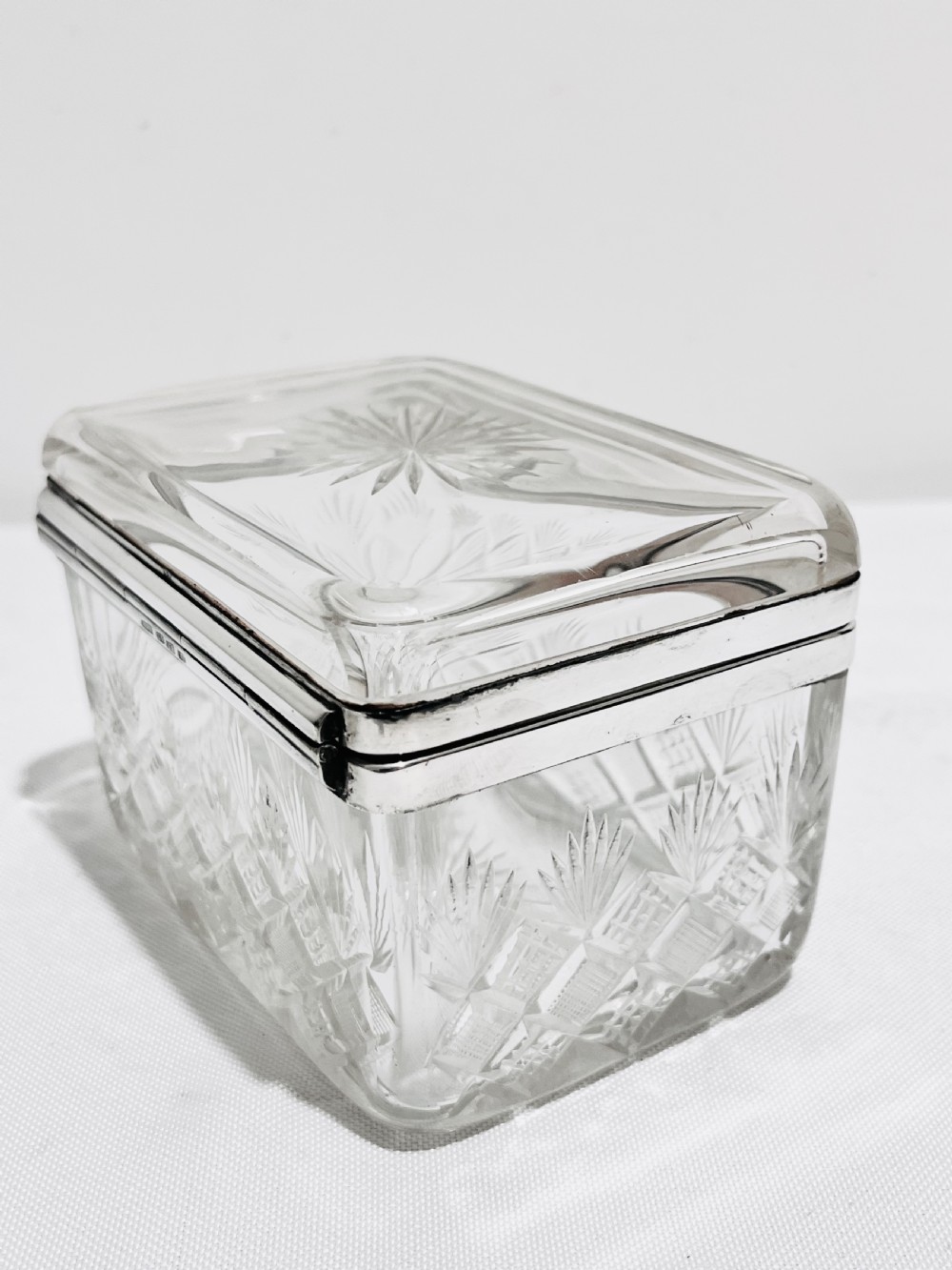Handsome glass & silver plated box by WMF c1900 View V