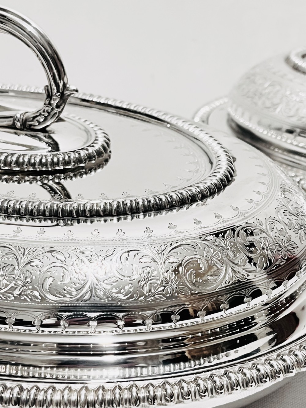 Pair of antique silver plated entree dishes c1880 by Martin Hall & Co View IV